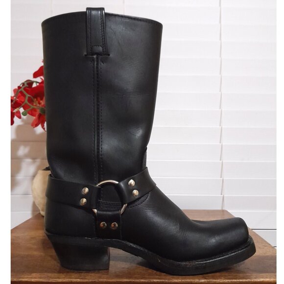 Frye U.S.A Made 12R Women's Harness Biker Boots Black Leather Sz 9.5M - Picture 11 of 15